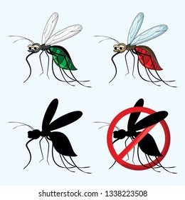 
cartoon mosquito with silhouette