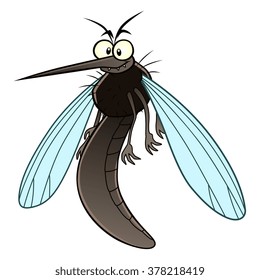Cartoon mosquito in square composition.