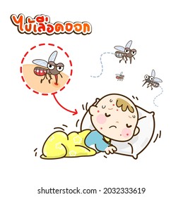 Cartoon Mosquito in Thai Language it mean “Mosquito”