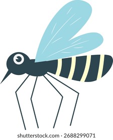 Cartoon Mosquito Vector Flat Illustration