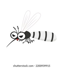 Cartoon mosquito vector isolated. Mosquito on white background.