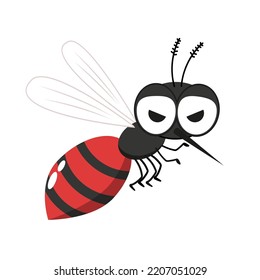 Cartoon mosquito vector isolated. Mosquito on white background.