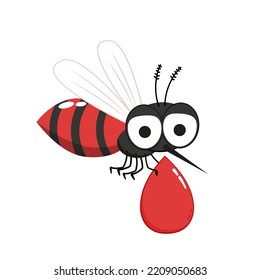 Cartoon mosquito vector isolated. Mosquito on white background.