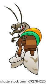 Cartoon moth with clothing
