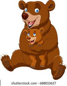 Cartoon mother   baby brown bear