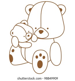 Cartoon of a mother bear holding her baby