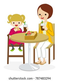 Cartoon Mother Daughter Have Lunch Cafe 库存矢量图（免版税）787483294 | Shutterstock