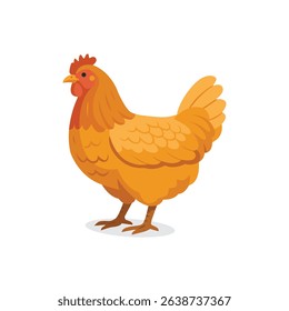 cartoon mother hen, a farm on a white background.