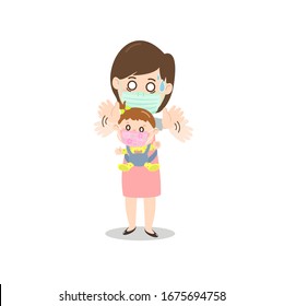 Cartoon Mother and Kids Vector