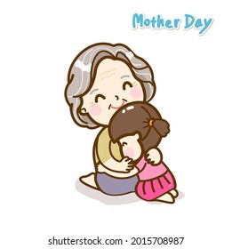Cartoon mother and kids vector.