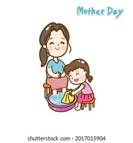 Cartoon mother and kids vector.