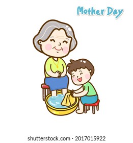 Madre de dibujos animados y vector de niños.