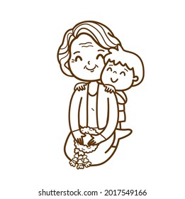Cartoon mother and kids vector
