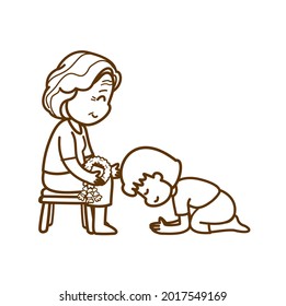 Cartoon Mutter und Kinder Vektorgrafik