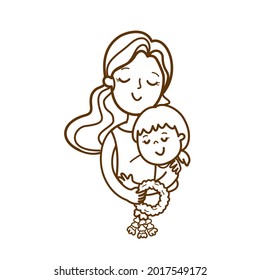 Cartoon mother and kids vector