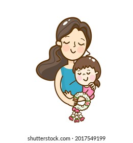 Cartoon mother and kids vector
