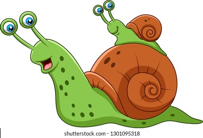 Cartoon mother snail and her baby