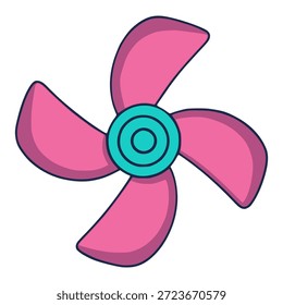 cartoon motor cooling propeller flat color vector illustration template design