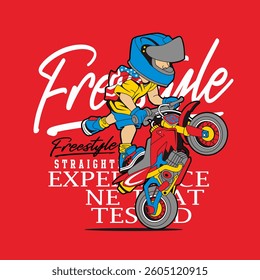  Cartoon motorbike freestyle, Flat Vector Illustration