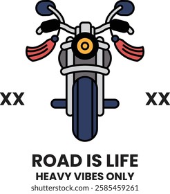 A cartoon motorcycle with a handlebar and a tail light in the style of sign illustrations