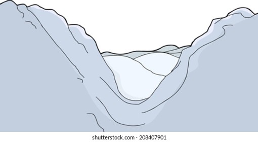 Cartoon mountain background with isolated white sky