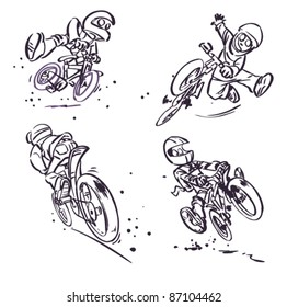 Cartoon Mountain Bikers Stock Vector (Royalty Free) 87104462 | Shutterstock