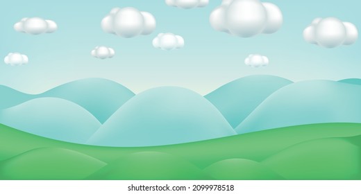 Cartoon Mountain Landscape. Artistic Illustration. 3d Vector Background.