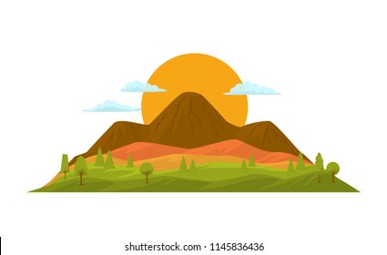 cartoon mountain landscape graphic