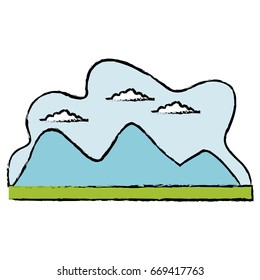 cartoon mountain meadow cloud landscape