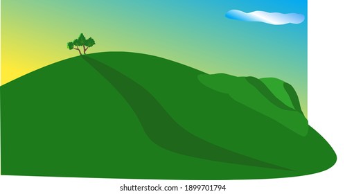 a Cartoon mountain scenery illustration