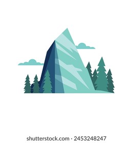 Ilustración vectorial de montaña de dibujos animados, arte de estilo geométrico