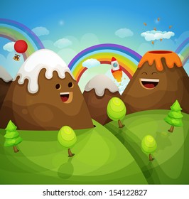 Cartoon mountains