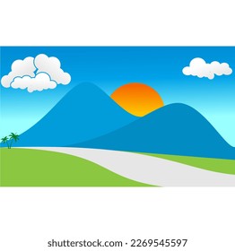 Cartoon mountains drawing vector design