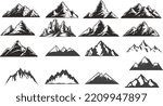 cartoon mountains flat elements sets