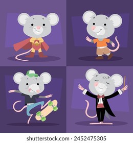 Cartoon mouse action cute costume