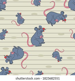 Cartoon Mouse. Animal Seamless Vector Pattern Design Background