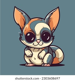 A cartoon mouse with big eyes sits vector illustration.