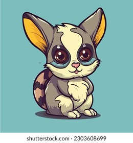 A cartoon mouse with big eyes sits vector illustration.