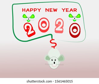 Cartoon mouse character for happy new year 2020.