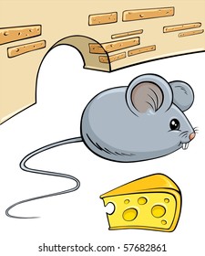 Cartoon Mouse and Cheese