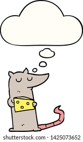 cartoon mouse with cheese with thought bubble