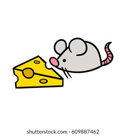 Cartoon Mouse and Cheese Vector Illustration