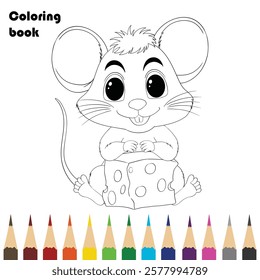 cartoon mouse coloring book design illustration 