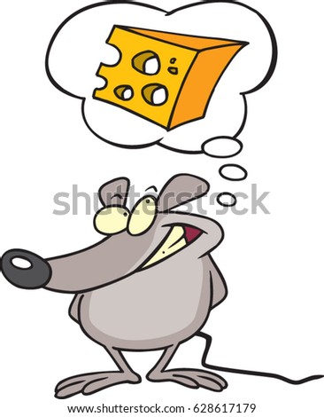 cartoon mouse day dreaming about cheese
