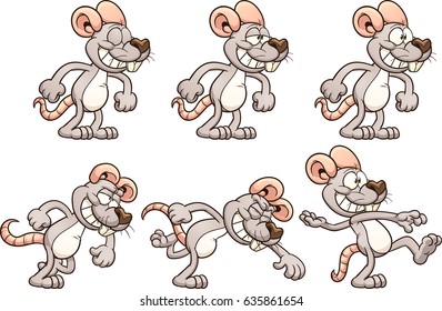 Cartoon mouse with different poses, ready for animation. Vector clip art illustration with simple gradients. Each on a separate layer. 