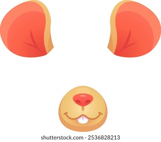 Cartoon mouse face features big ears, a nose, and visible teeth, creating a fun and playful design