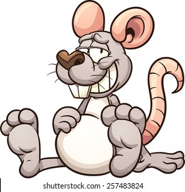 Cartoon mouse with a full belly. Vector clip art illustration with simple gradients. All in a single layer. 