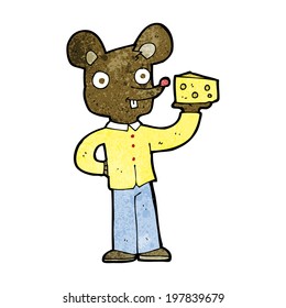 ratón de dibujos animados sujetando el queso