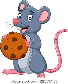 Cartoon mouse holding a cookie