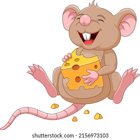 Cartoon mouse holding a slice of cheese